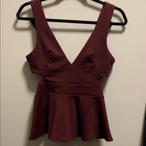Charlotte Russe Deep V Burgundy Tank